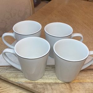 Studio Platinum White Coffee Cups with Silver Rim (4)